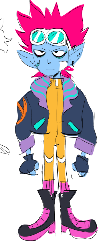 Okay so after looking at all my favorite spiky boys yesterday I decided to try drawing one of my own?? I urgently need more y2k aesthetic in character design nowadays