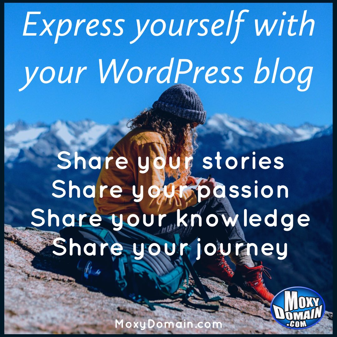 MoxyDomain's tweet image. Express yourself with your WordPress blog.
*Share your stories
*Share your passion
*Share your knowledge
*Share your journey

Visit us at MoxyDomain.com and start sharing your journey #blogs #blog #wordpress #moxydomain #domainnames #share #sharestories #shareknowldge