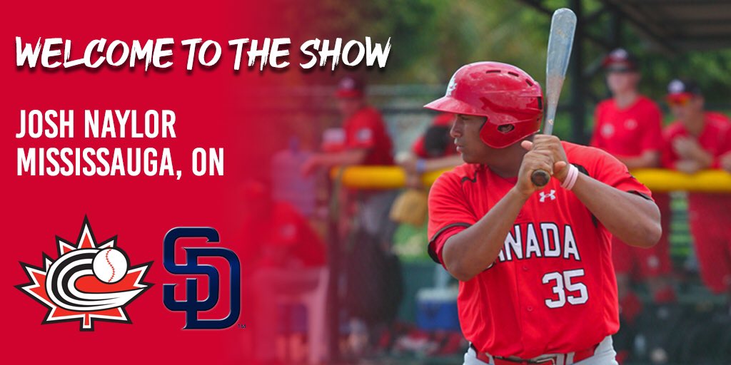 baseballcanada's tweet photo. BREAKING: Mississauga’s Josh Naylor (@JoshNaylor44) is set to make his #MLB debut in Toronto this weekend and will become the 10th Canadian-born player to appear in the big leagues in 2019!

Congrats, Josh!

🇨🇦⚾️ https://t.co/5vK2c36SW2