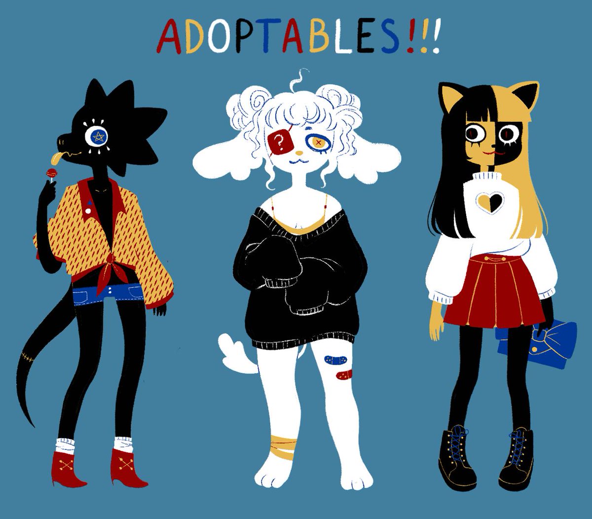 whoismonday's tweet photo. ADOPTS !! they are $50 each, i decided to try and make a set the same way i designed monday and i think they turned out pleasing. comment or DM to claim, i will post updates on availability in the comments below! https://t.co/PqW1ZjOEqU