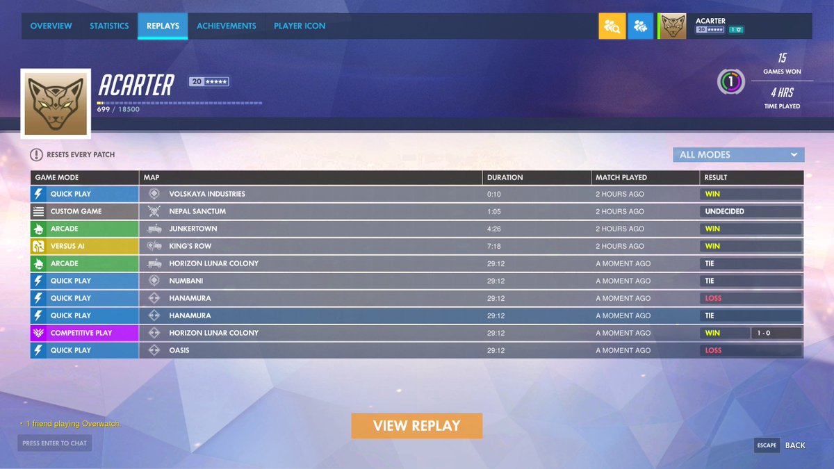 Recall_GG's tweet photo. [ Overwatch ]

Les replays des games bientôt disponibles !

Actuellement en test sur le PTR cette nouvelle fonctionnalité permet de visionner vos anciennes parties sous n'importe quel angle de vue. Terminé la mauvaise foi, tous les fails seront (re)vus 😅

#OverwatchPTR https://t.co/cmRKw12q3a