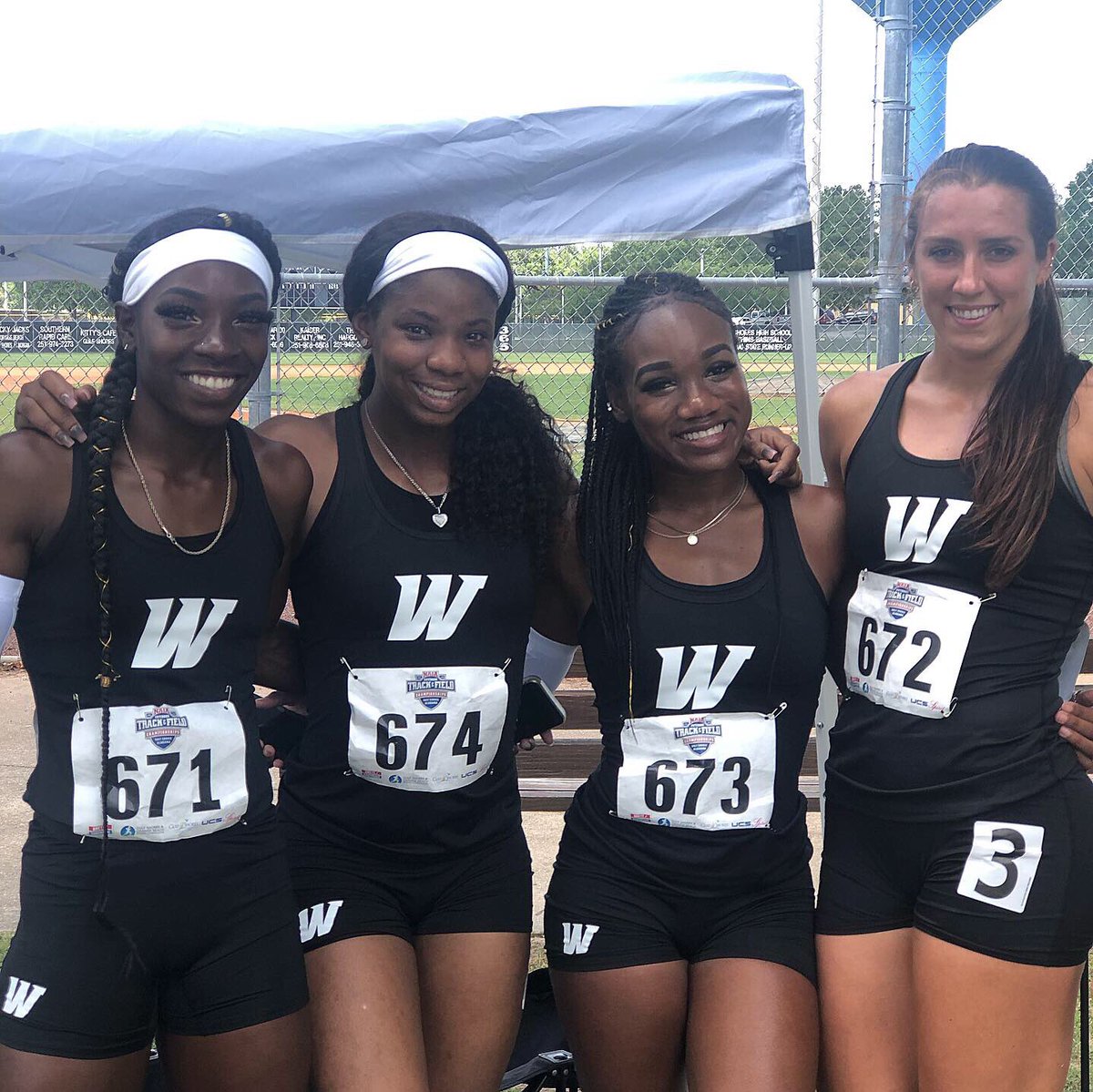 WebberTFXC's tweet photo. The women’s 4x100m relay team of Jade Hines, YaYa Borders, Keshara Atmore, and J’nai Taylor finish 20th in the NAIA National Track and Field Championship #webbertf https://t.co/zihsxk98Uo