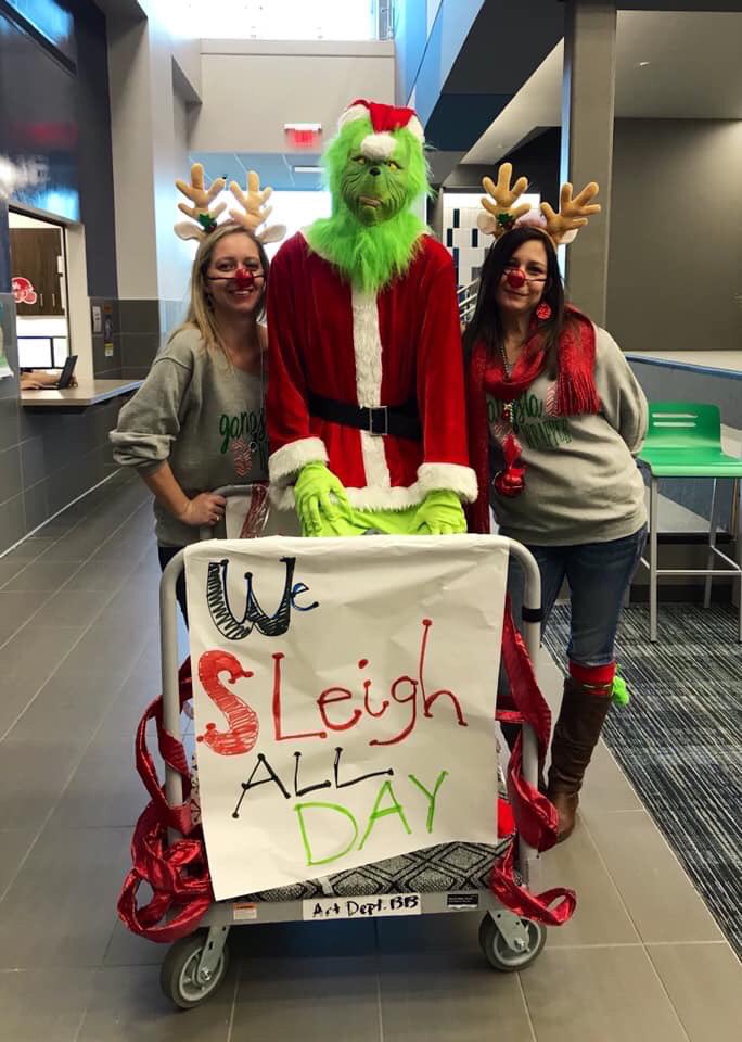 Christmas shenanigans. Had a blast spreading cheer to all the hawk family. ⁦<a href="/HofiusKISD/">Hofius Intermediate</a>⁩ #hawkMEMEories ⁦<a href="/aggiejenna02/">Jenna Sanders</a>⁩ ⁦@SherrerBrandi⁩