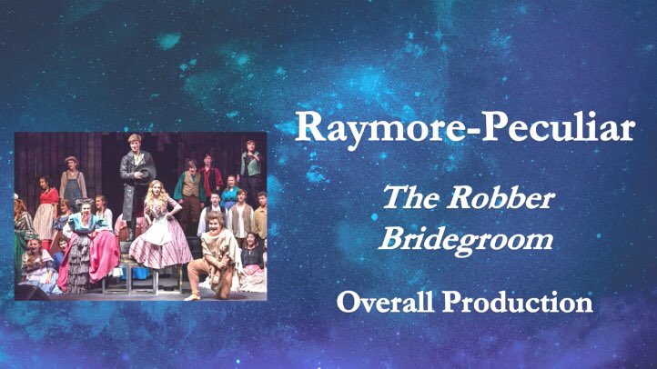 raypecschools's tweet image. Ray-Pec High School won 4 Blue Star awards tonight @KCStarlight for its production of The Robber Bridegroom: 
Outstanding Contribution by a Student (Abby Ball - choreography),
Outstanding Hair &amp;amp; Makeup Design,
Outstanding Ensemble,
and Outstanding Overall Production! #raypec