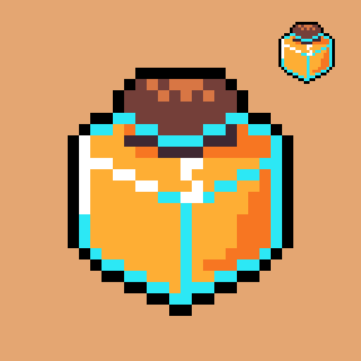 Person_of_note's tweet photo. Another super quick one before (well, rather after) bedtime. 

Suspicious orange liquid in an impractical-looking bottle? Must be a #potion.
@Pixel_Dailies #pixel_dailies #pixelart https://t.co/6DLNwzMdkb