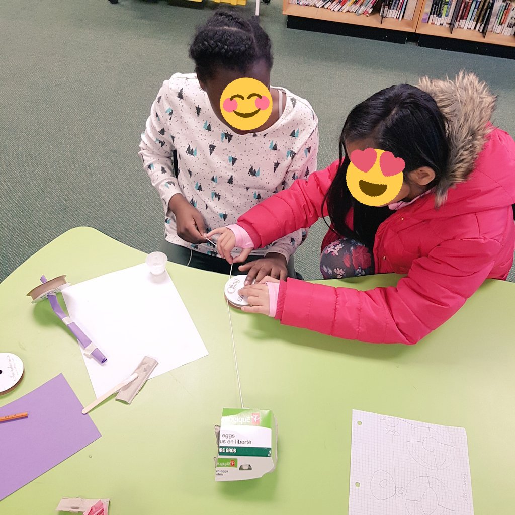 EstherKimTDSB's tweet photo. One of the best parts of being a #teacherlibrarian is partnering with classroom teachers. @SChinniah_ , @mr_hirji and I are supporting Ss thru an investigative process of how pulleys and other mechanisms work by building a structure that can lift an egg @SMPSLLC @tdsb_SMPS #STEM https://t.co/njrddOT51O