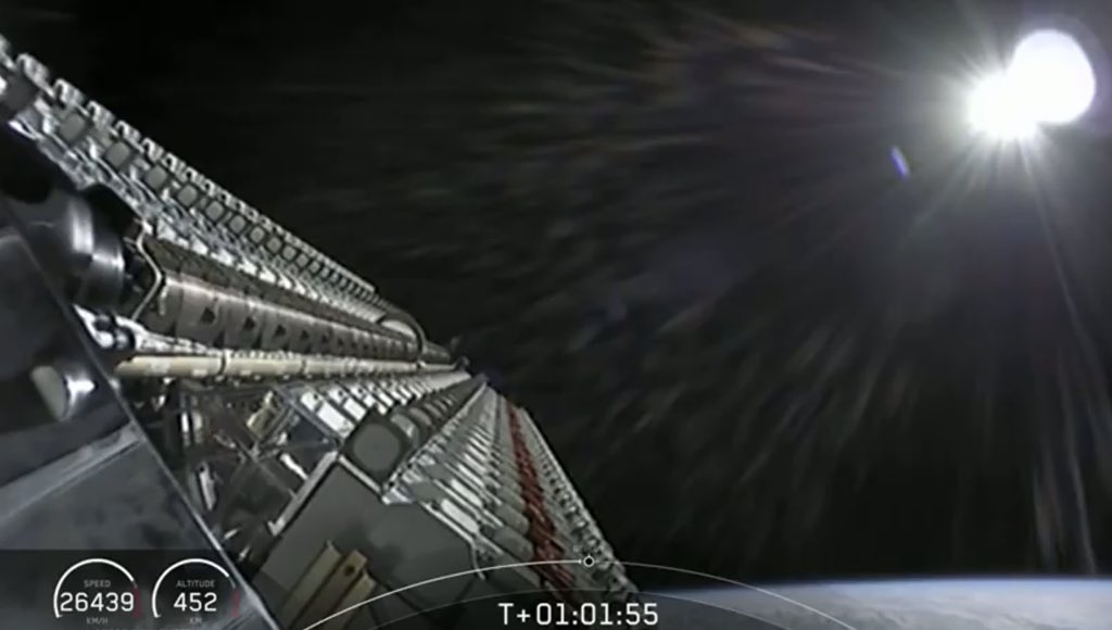 CONGRATS to SpaceX on the deployment just now of 60 broadband data satellites, delivering 1TB of bandwidth from above.  Many more to come. Connecting the next 4B people to the global economy.  New sat design, deployment, Krypton thrusters and more.  Been waiting for this day!