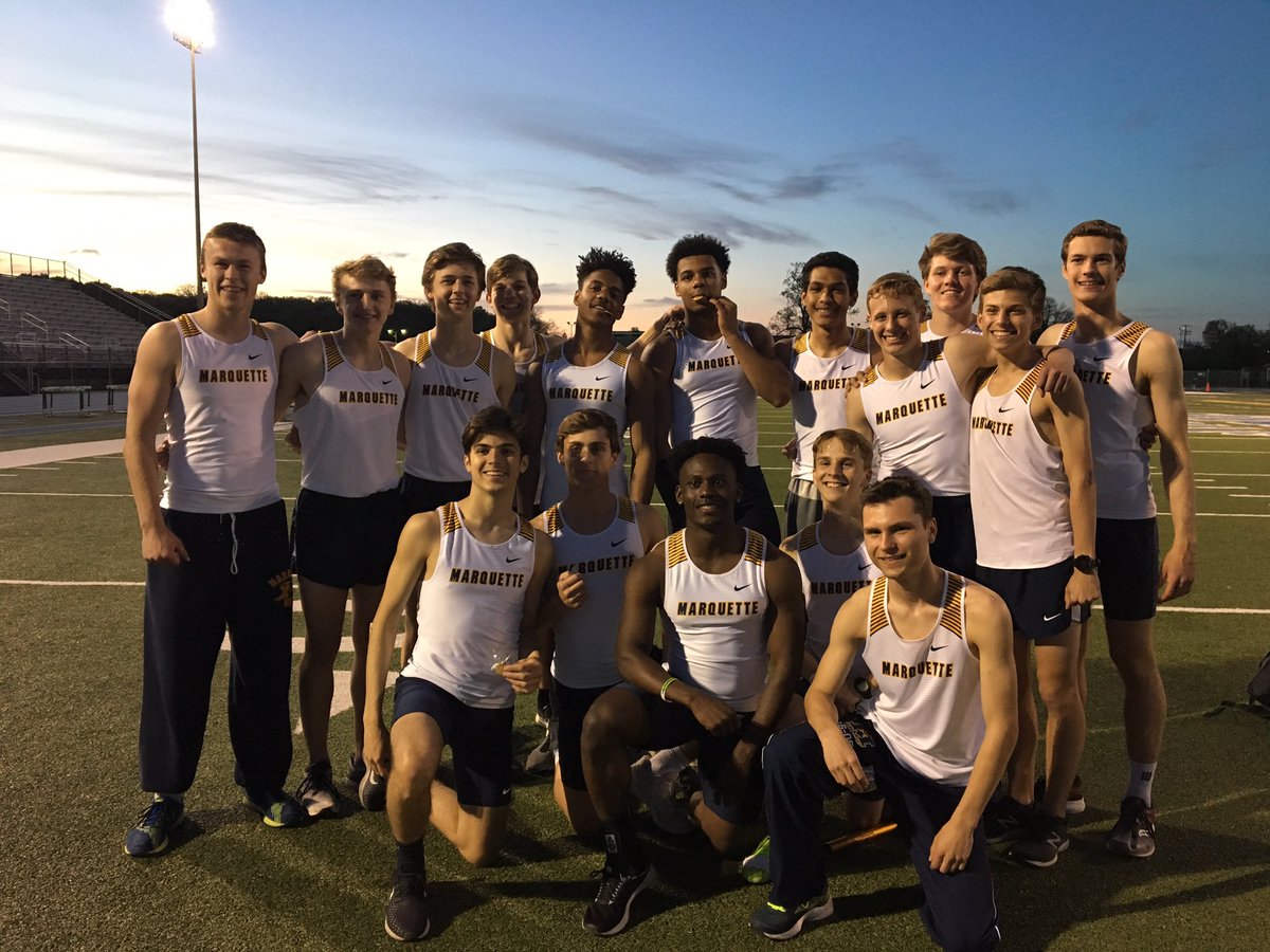 MQXCTF's tweet photo. At tonight’s WIAA Sectional the @marquettehigh Track &amp; Field team qualified its own sweet sixteen for State! Congratulations 4x8, 4x2, 110 HH, 300 IH, HJ, PV, and LJ. https://t.co/dLrICbjMxG
