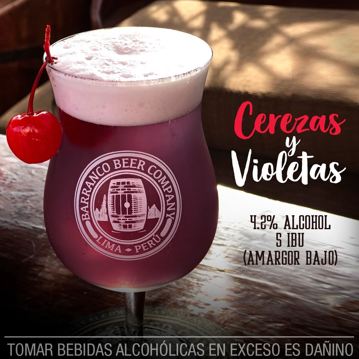 BarrancoBeerCo's tweet photo. "Cerezas y Violetas" este 24 y 25 de mayo en el Craft Beer Sessions Peru.
Berliner Weisse con cerezas marrasquino y té de aprajita. 
4.2% Alcohol
5 ibu (Amargor muy bajo)

#craftbeer #craftbeersessionsperu #barranco #fruitbeer

TOMAR BEBIDAS ALCOHÓLICAS EN EXCESO ES DANIÑO https://t.co/NqeQIfJMWx
