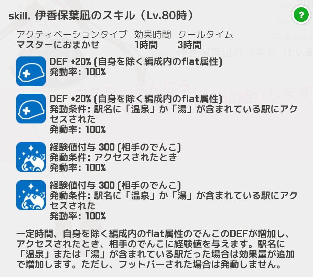 駅メモ 公式 続いて伊香保葉凪 伊香保葉凪は 一定時間自身を除く編成内のflat属性のdefを増加させつつ アクセスしてきた相手のでんこに経験値を付与します ੭ 駅メモ 駅メモ 公式 続いて伊香保葉凪 伊香保葉凪は 一定時間自身を除く編成内のflat属性のdefを増加させつつ アクセスしてきた相手のでんこに経験値を付与します ੭ 駅メモ
