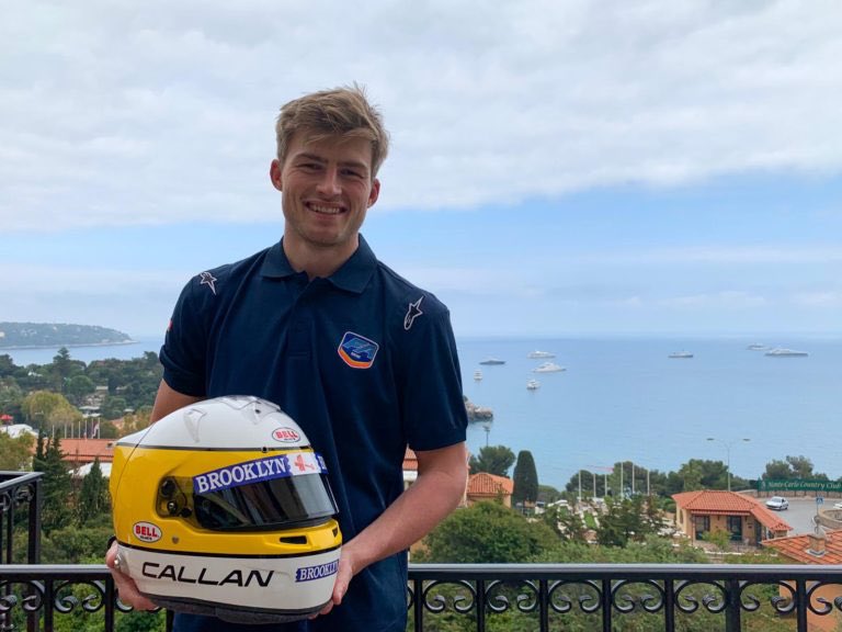 TheBishF1's tweet image. Here’s @Callan_OKeeffe with his Jody tribute helmet (pic 1) - &amp;amp; here’s @JScheckter’s original 40 years ago (pic 2). The car is Jody’s world championship-winning Ferrari 312T4 by the way. (2)