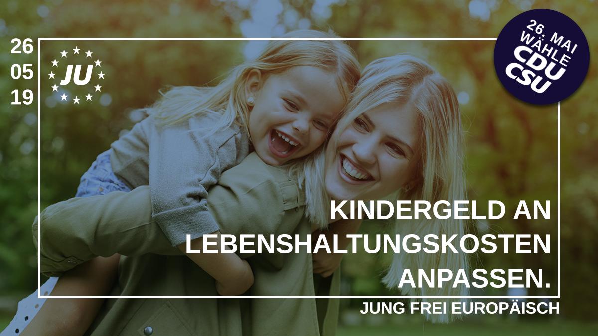 Junge_Union's tweet photo. Wir wollen den Missbrauch von Sozialleistungen verhindern. Wer in #Europa arbeitet, aber dessen Kinder im Ausland leben, für den gilt: #Kindergeld zahlen wir nur auf dem Niveau, wie es auch vor Ort gezahlt wird. Am 26. Mai @CDU/@CSU wählen! #JU4EU #Europawahl2019 #26MaiCDU 🇪🇺 https://t.co/NF31cth7pr
