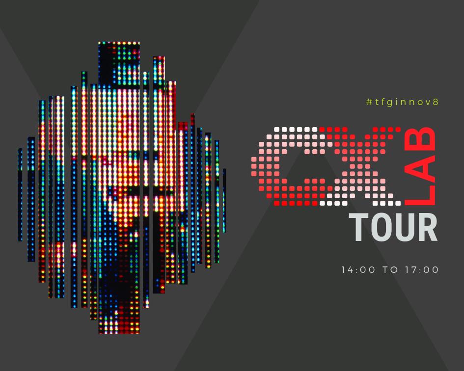 tfginnov8's tweet photo. Join us in the CX Lab - tours start at 14:00 - you do not want to miss out  #tfginnov8 https://t.co/n9upEOluJ1