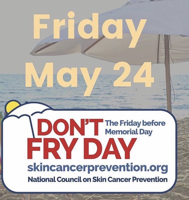MolliesFund's tweet photo. Did you know that today is #nofryday 
@skincancerprev #MDW #practicesafesun #sunscreenalways #beshady #SkinCancerAwarenessMonth #melanomaawareness https://t.co/OfK8kDHx2d