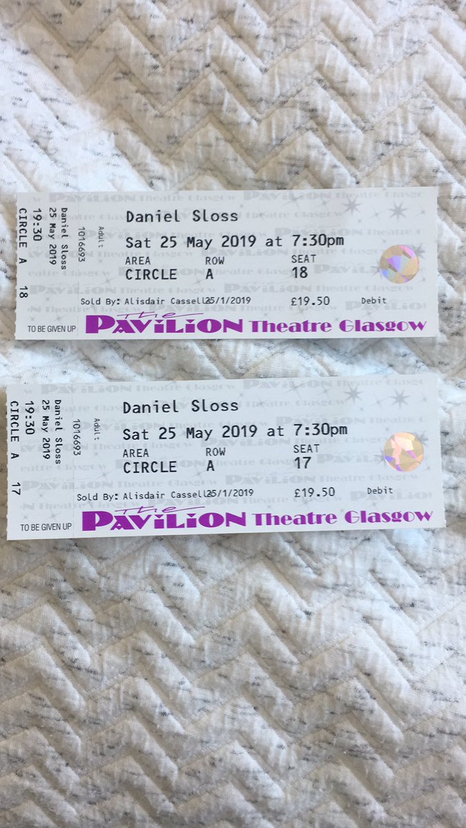 kinahan's tweet photo. Gutted we cant go tomorrow to see @Daniel_Sloss at the Pavilion in Glasgow😭 looking to sell the tickets for face value, £19.50 each, so someone else can enjoy this hilarious guy. Please retweet https://t.co/QGoK6339Qr
