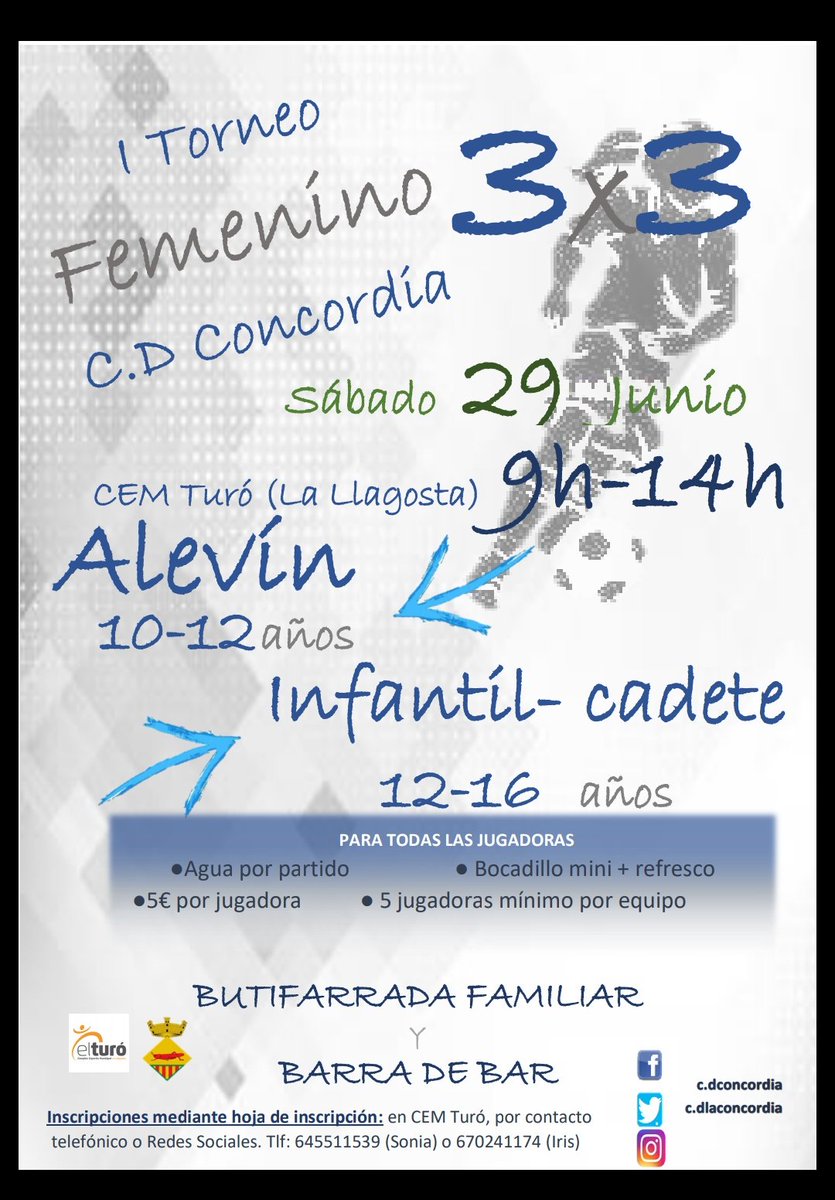 CDLaConcordia's tweet photo. #blavetes|🥅⚽

🔊TORNEO 3x3 FEMINO🔊
@08CENTVINT
@DiariSomMollet @LaJugadaEsports @radiolallagosta https://t.co/Xc8zhcVdUB