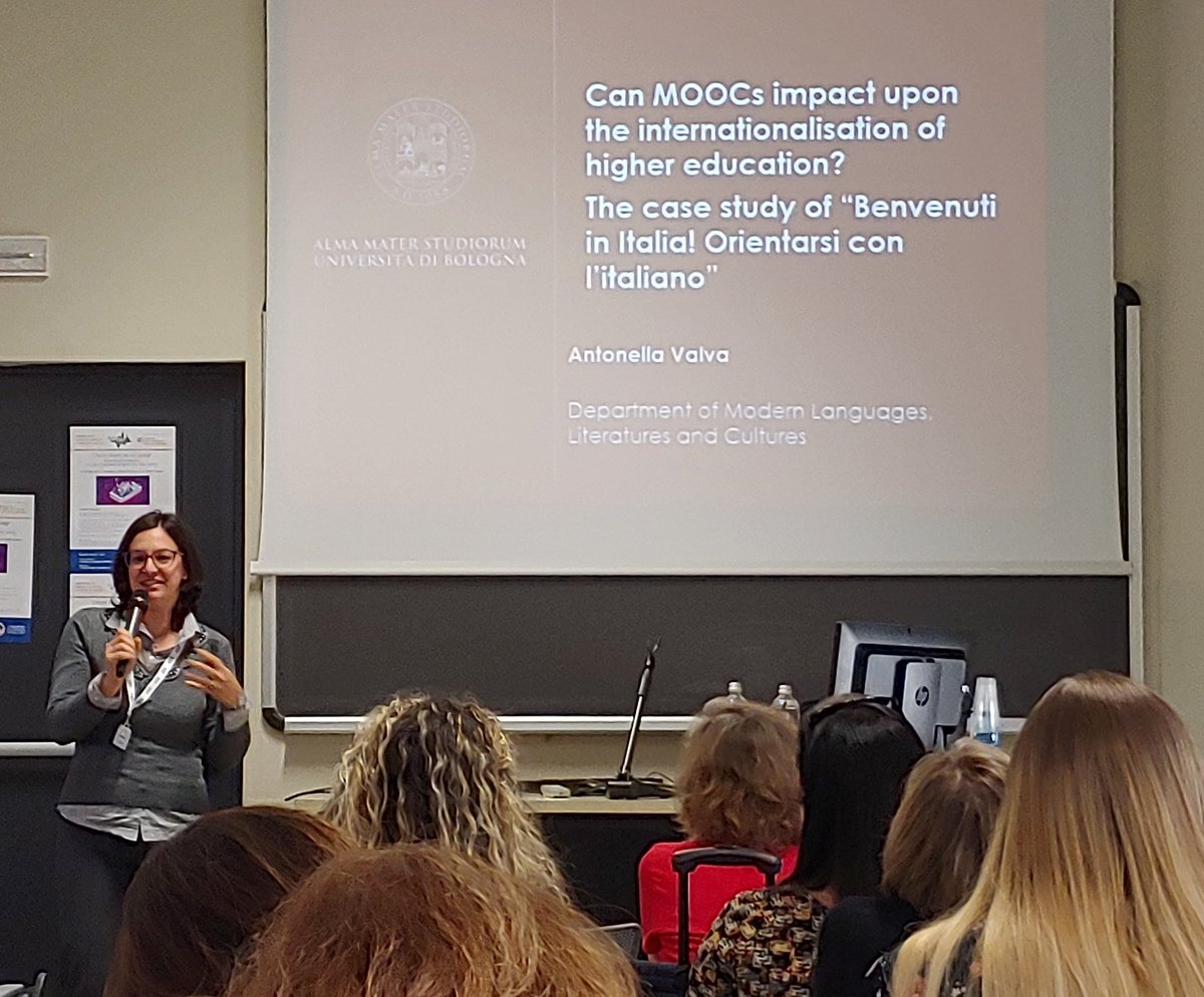 CHEI_Unicatt's tweet photo. MOOCs and their impact on higher education internationalisation. Antonella Valva at the #CALLmi International Symposium @Unicatt in Milan https://t.co/KYD35URZ1q @MALL_SiG_EC @Unicatt
#VLE #CALL #MALL #EUROCALL https://t.co/xkMwvQCrE6 https://t.co/S9wsCw4nXs