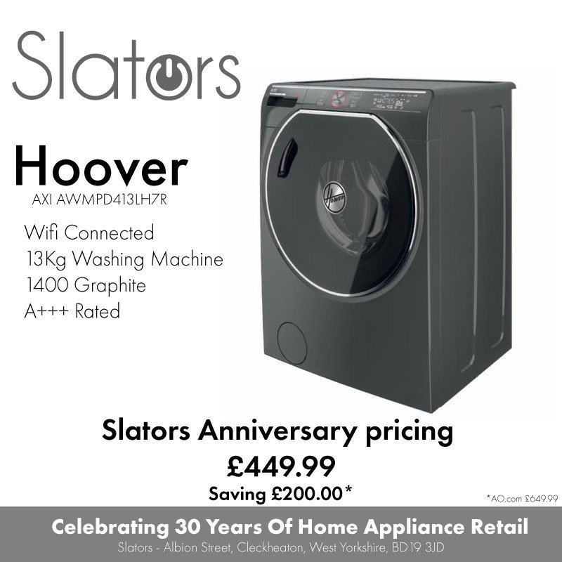 Slators_Clk's tweet photo. Not only are we excited about the new store we are working on some great offers to celebrate our 30 years in business - Hoover 1400spin,13KG for just £449.99 (https://t.co/T1tvhIOume £649.99) Saving you £200 #shoplocal https://t.co/TioYlpFmu3
