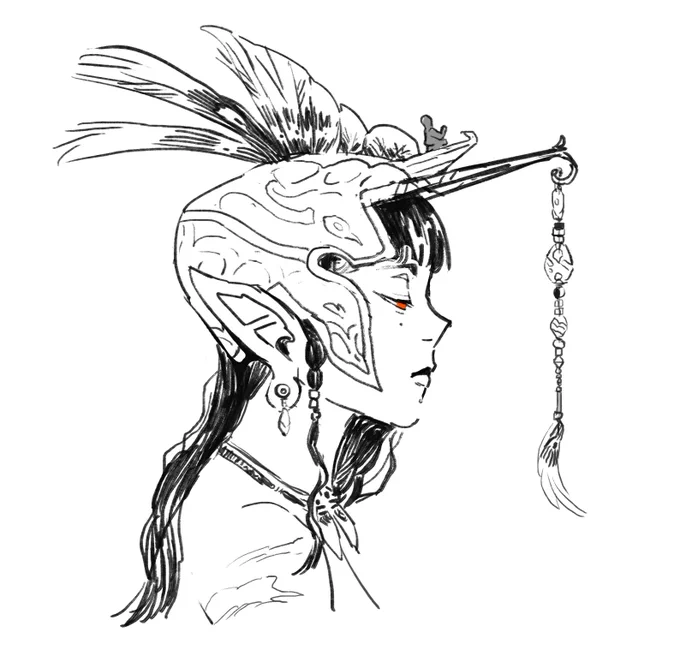 lil doodle loosely based on this precolonial headpiece I saw in Pinto. just from memory because I just needed to draw something that wasn't related to my ojt work lol 