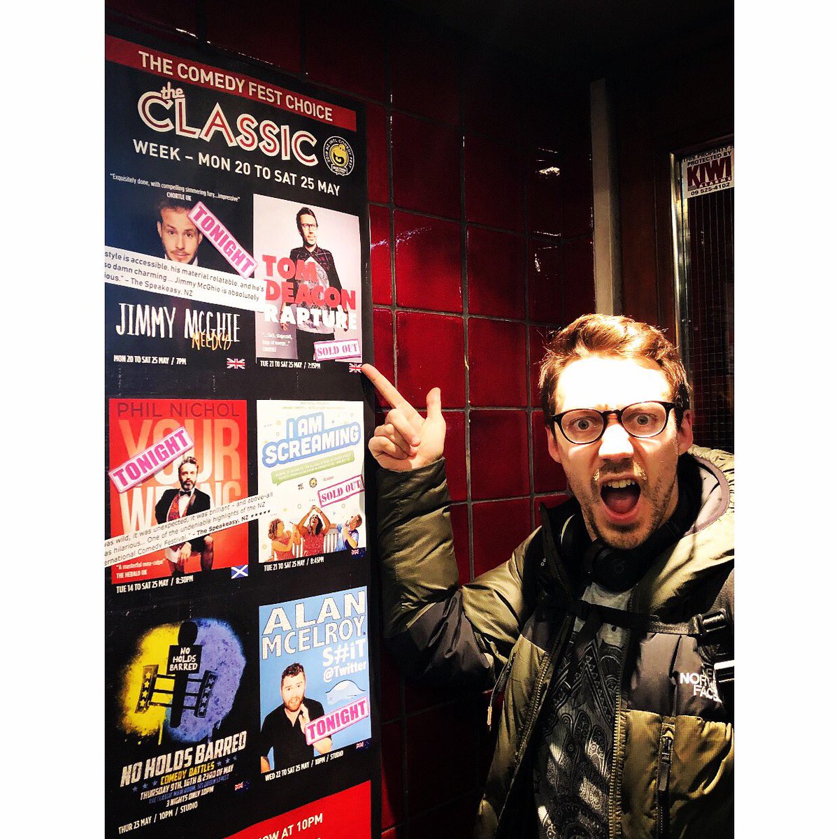 foolhardycomedy's tweet photo. HE’S CONTINUING HIS WEEK OF SELLOUTS @NZComedyFest wahoo go @TomHDeacon !!!! 🔥🔥🔥🔥 https://t.co/v5hNvnBfSV