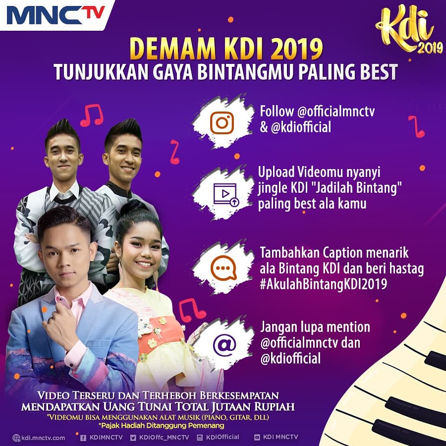Intip info lengkapnya kamu bisa cek disini ya.

Kini giliran kamu yang jadi bintang dangdut selanjutnya! #KDI2019 SEGERA di MNCTV.
