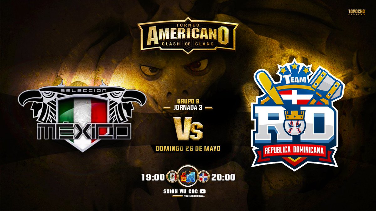 GUERRAZA EN EL GRUPO B PARA ESTE DOMINGO, CUANDO CHOQUEN 2 PODEROSAS SELECCIONES:

<a href="/MEXICOCWC/">Selección Mexicana de Clash Of Clans</a> vs <a href="/Dominican_Coc/">Seleccion Dominicana Coc</a> 

EN VIVO Y DIRECTO PARA AMBAS SELECCIONES POR EL CANAL DEL 🔥🔥🔥 <a href="/shioNwu/">shioN🔥</a>