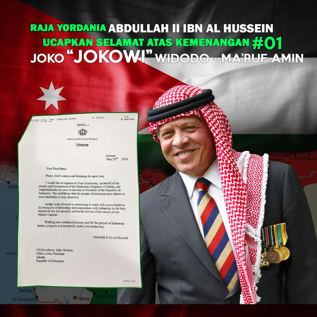 kangdede78's tweet photo. Dari Raja Jordania 
#KemenanganUntukSemua https://t.co/8i6xt7KyOo