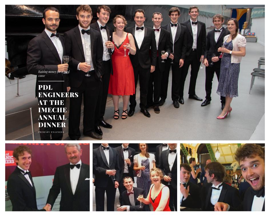 PDL engineers <a href="/IMechE/">The IMechE Team</a> annual dinner last week. Peter Ward is congratulated by Tony Roche for gaining his Chartered engineer status