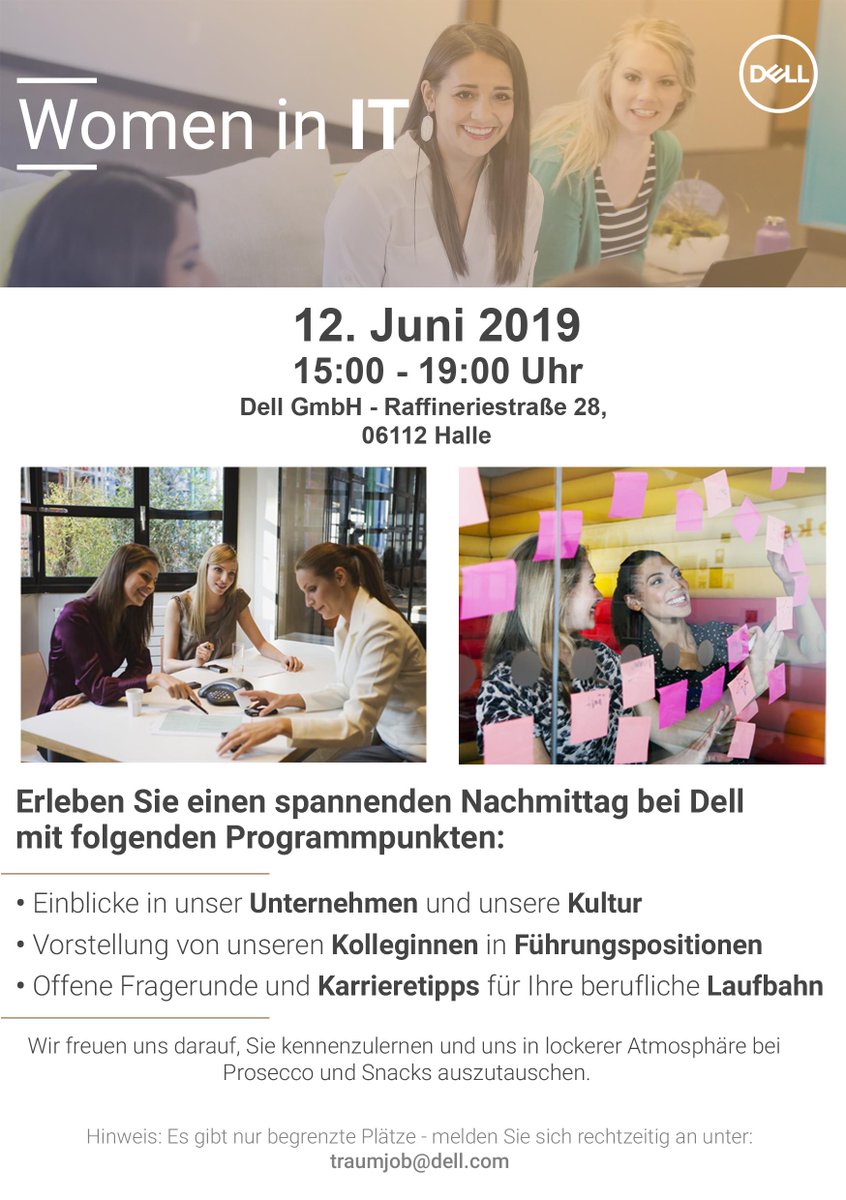 Wie ihr wisst, setze ich mich ja sehr für mehr Frauen in der IT-Branche ein. Daher freue ich mich auch sehr über diese Veranstaltung am 12. Juni bei uns in Halle. Ihr #Powerfrauen da draußen, meldet euch gleich an! #WomenInIT bit.ly/2vQIDbn