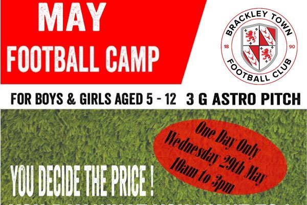 New article: May Football Camp - pay what you want read more at here brackleytownfc.com/community-foot…