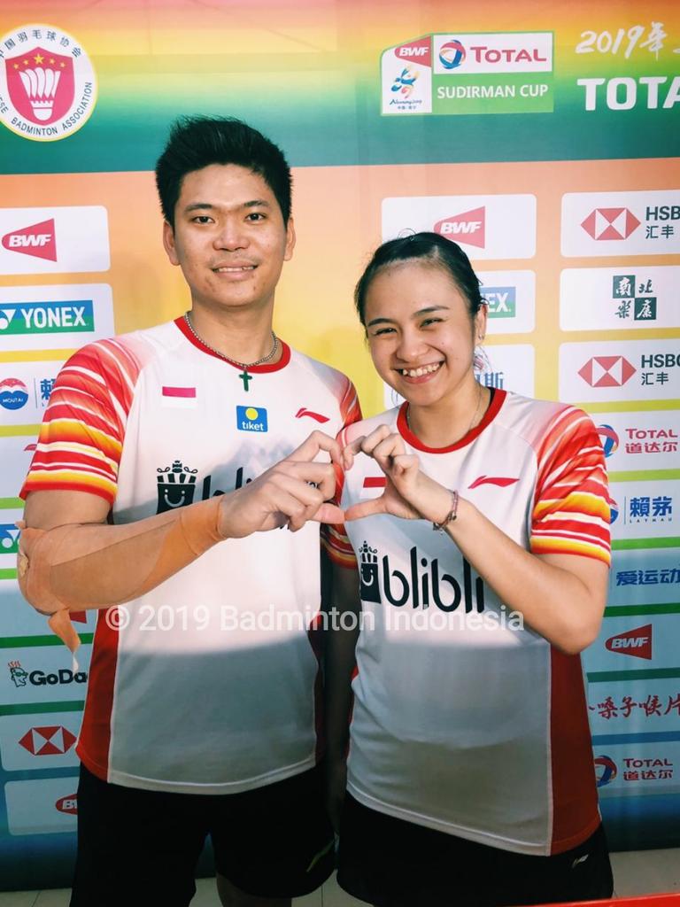 Jordan/Melati memberikan cinta untuk masyarakat Indonesia. Terima kasih doa dan dukungannya selalu. #SudirmanCup2019