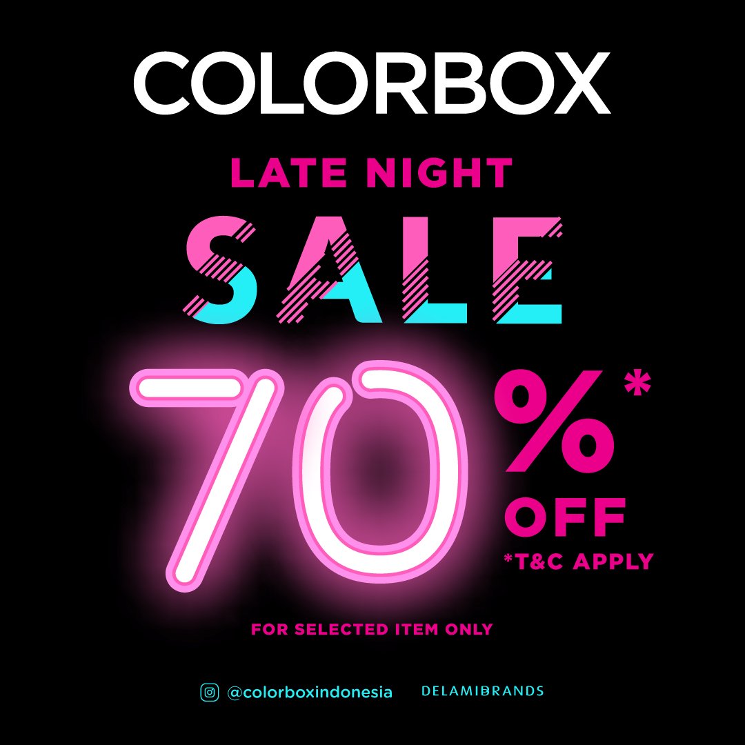 SUN_PLAZA's tweet image. LATE NIGHT SALE COLORBOX DISC UP TO 70%
*for selected item only
on 25 Mei 2019 from 20.00 to 24.00 WIB
at Sun Plaza Medan

#PromoRamadanSunPlaza
#ColourfulRamadhan
#SunPlaza