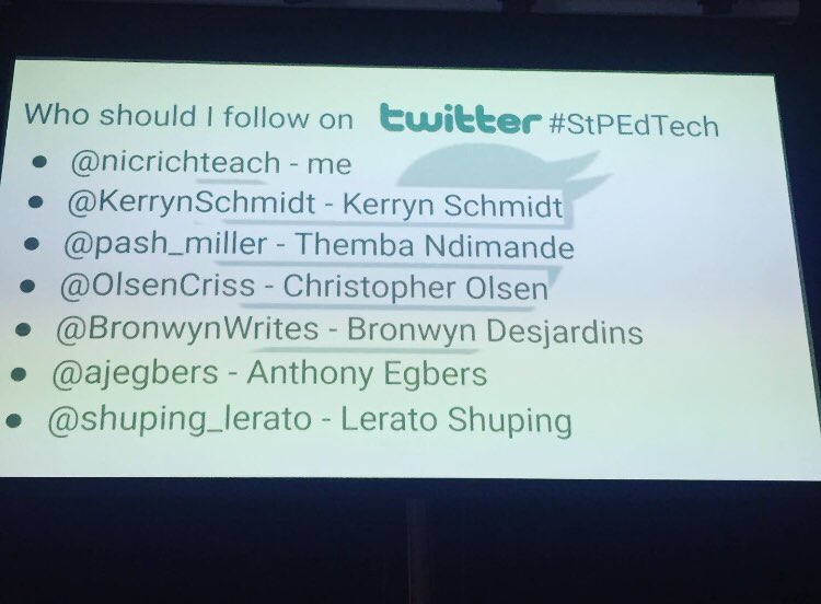 coding_feminist's tweet photo. Eeeek! Thank you @nicrichteach and @StPetersGirls we must also add @ThinkAheadZA #StPEdTech https://t.co/57GyRkCYtz