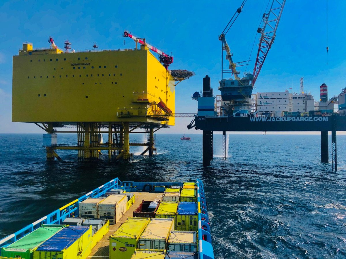 RhenusOffshore's tweet photo. *PICTURE OF THE WEEK* Blue skies for the supply run to #BorWin #Gamma #HVDC #platform in the German North Sea - #PSV full of containers to supply the offshore location!
#logistics #offshore #cargorun #containers #jackup #vessel #offshorewind #Rhenus #operations #offshorewindfarm https://t.co/wyksE37wQZ