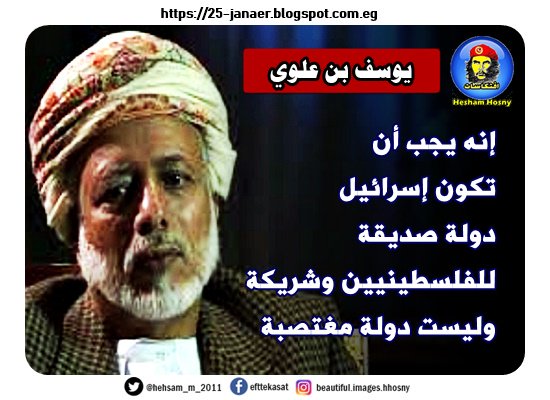 قال وزير الخارجية العماني يوسف بن علوي إنه يجب أن تكون إسرائيل دولة صديقة للفلسطينيين وشريكة وليست دولة مغتصبة