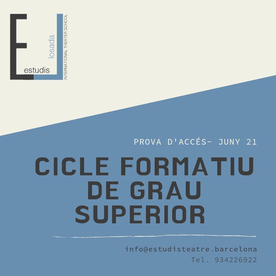 Ja et pots apuntar a la prova d'accés del Cicle Formatiu en Tècniques d'Interpretació Teatral.

Més imformació a la nostra web! ⬇️
estudisteatre.barcelona/CFGS.html