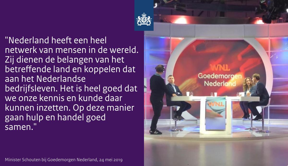 Bij Goedemorgen Nederland <a href="/WNLvandaag/">WNL Vandaag</a> vertelde <a href="/bramwits/">Bram Wits</a> hoe hij zijn rol in Ghana als landbouwraad invult. Minister Schouten complimenteerde deze internationale landbouwraden met hun werk. Binnenkort vieren zij hun 100 jaar bestaan. Meer weten? Zie: magazines.rijksoverheid.nl/lnv/agrospecia…