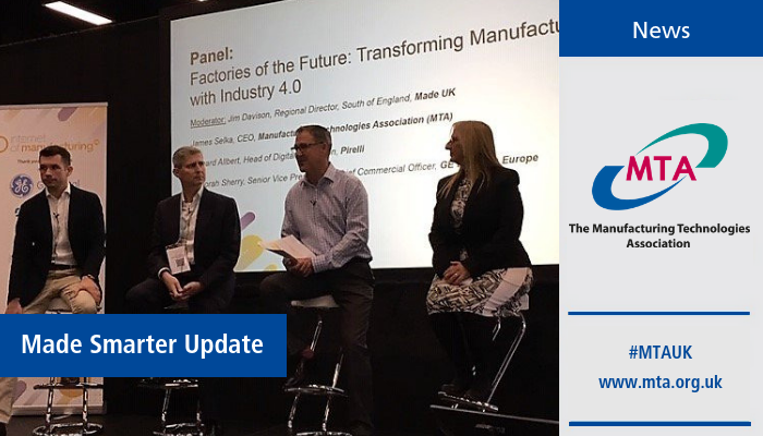 mta_uk's tweet photo. Last week saw the MTA at Farnborough for the second Internet of Manufacturing Conference. CEO James Selka’s talk on Wednesday about new technology changing #manufacturing was well received, as was a talk on Tuesday given by Graham Malley of @MadeSmarterUK. https://t.co/W0lBl0kxmr https://t.co/dsVU7kgqrm