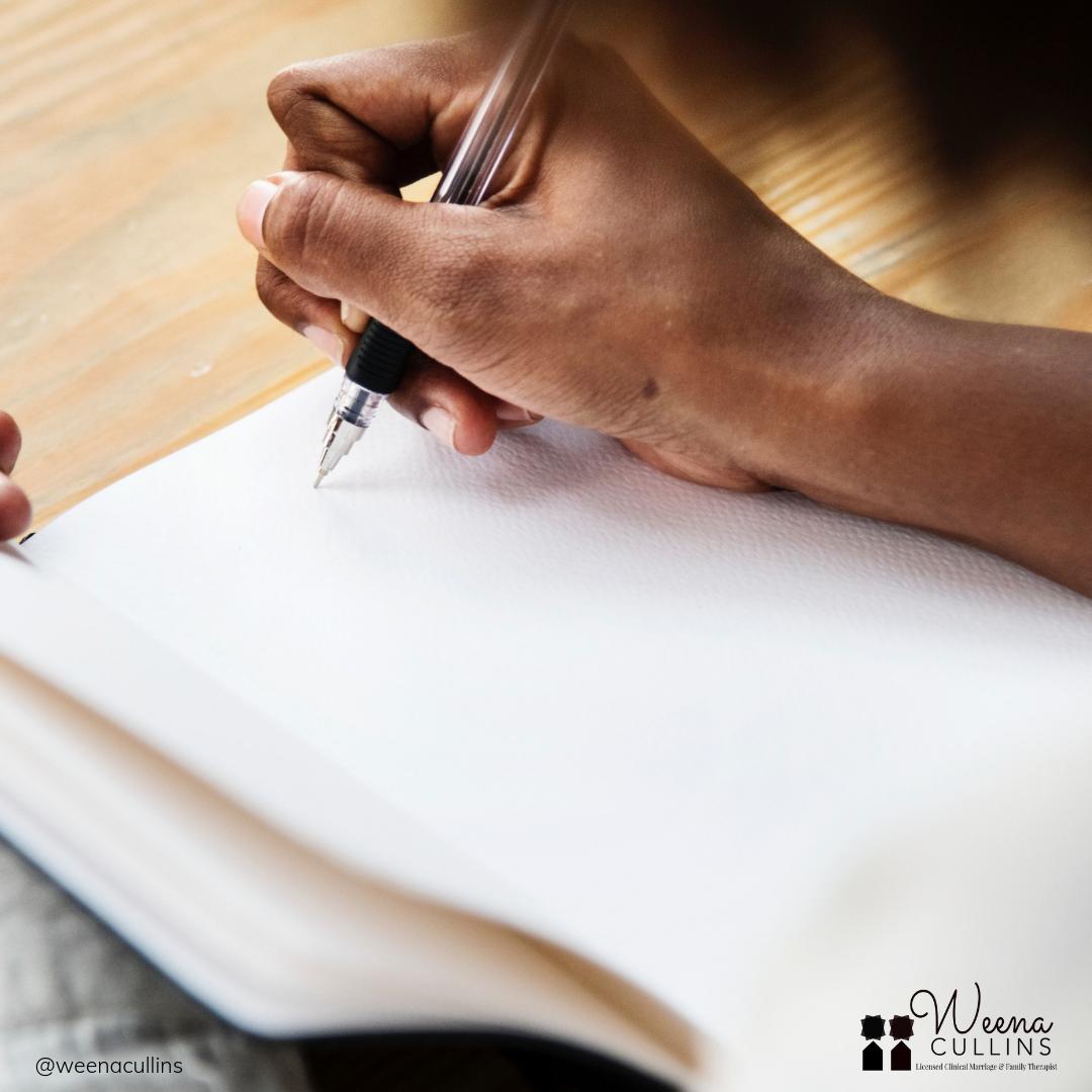 weenacullins's tweet photo. “Stop, Drop, and write.” Self-awareness begins with slowing down, thinking, feelings, and recording the revelation! #yourrelationshipguide #relationshipgoals #weenacullins #couplestherapy #dating #relationships #dctherapist #therapyforblackcouples #therapyforblackgirls https://t.co/frnxP5WpDd