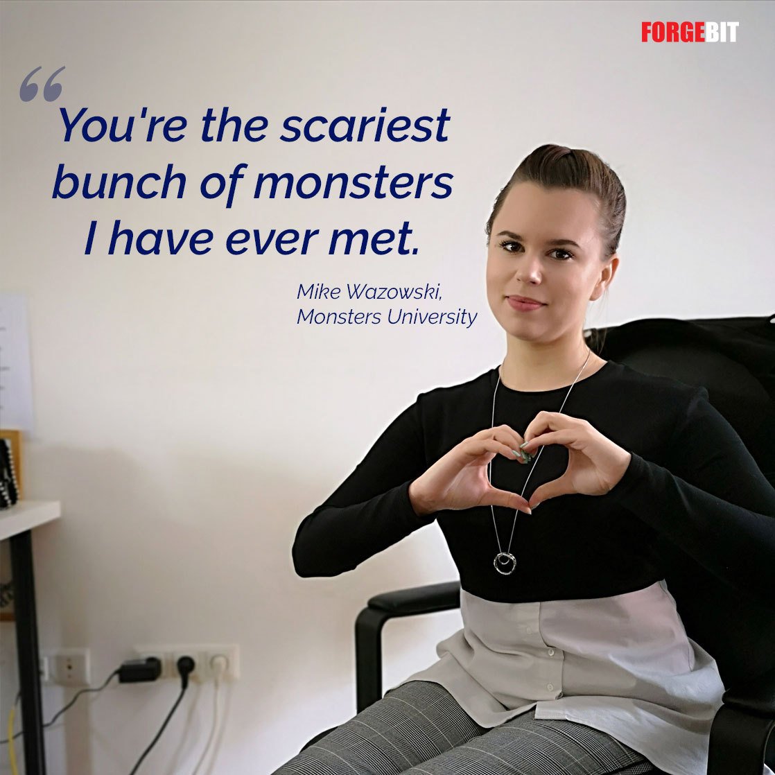 ForgeBIT's tweet photo. When someone asks Ana about her colleagues... 😜

#ForgeBIT #colleagues #officeculture #officelife #agencylife #quote #quoteoftheday #monstersuniversity #mikewazowski #monstersinc https://t.co/Yk258WG0zS