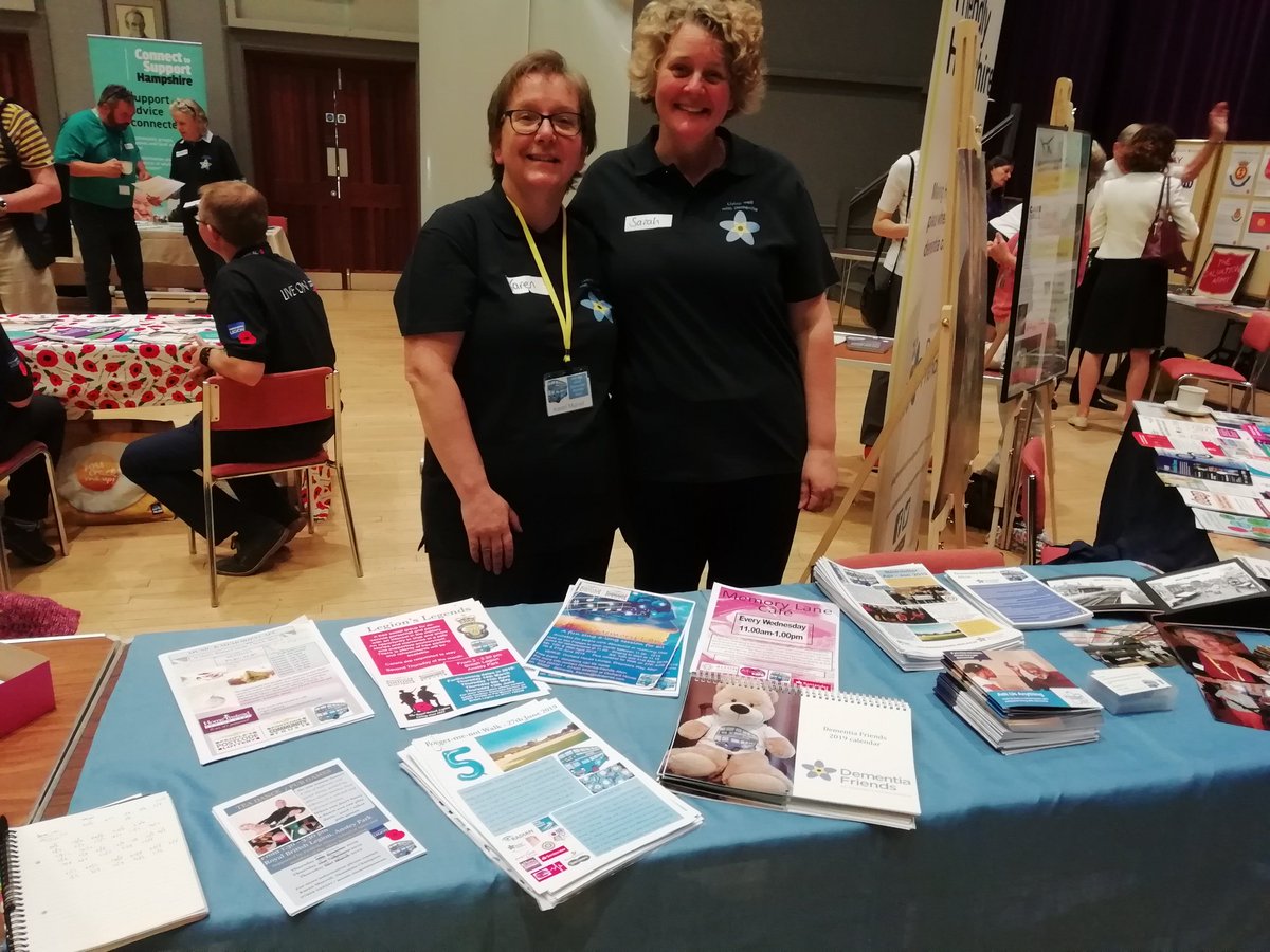DFAlton's tweet image. So much support offered and events happening in Alton for people with dementia - ask Karen and Sarah at the Petersfield Festival Hall today