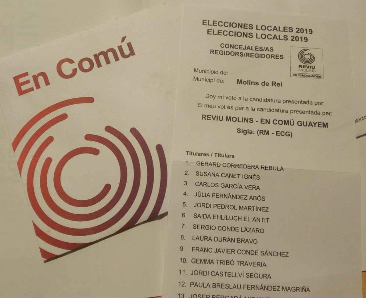 🧐 El diumenge, que no t'emboliquin! Aquesta és la papereta de #ReviuMolinsEnComú, aquesta és la papereta del canvi.