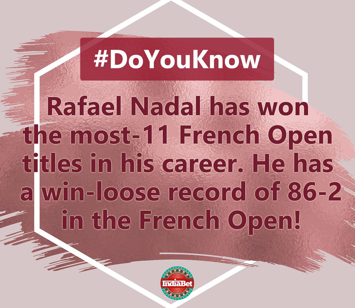 indiabet's tweet photo. #IBFacts
Do You Know?
#FactCheck #Tennis #FrenchOpen #French #RafaelNadal #sportsbet #sportsbiz #sportsengine #record https://t.co/yTQxpBT374