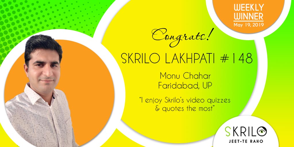 Just_Skrilo's tweet photo. #Skrilo isn’t just for fun and games. Now, get the chance to indulge yourself — just like Monu Chahar — by taking part in our weekly #LakhpatiDraw! How? By downloading the #SkriloApp of course! https://t.co/Bw0zu3joU8