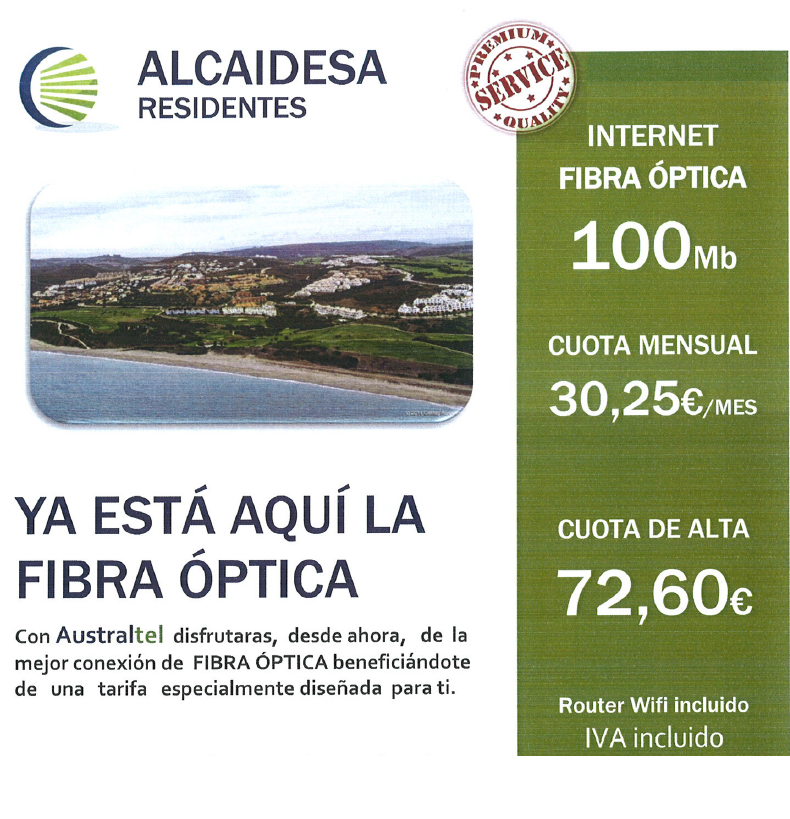 Australtel's tweet photo. 📣 Con #Australtel YA PUEDES DISFRUTAR de la mejor conexión FIBRA ÓPTICA en LA ALCAIDESA por tan sólo 30,25€ al mes 📣

¿Te lo vas a pensar más? 🤔🤔

¡¡Llámanos y contrata ya tu #fibraóptica con Aultraltel!!

☎ (+34) 856 560 666 
📧 info@australtel.com https://t.co/wO2LrkLrxd