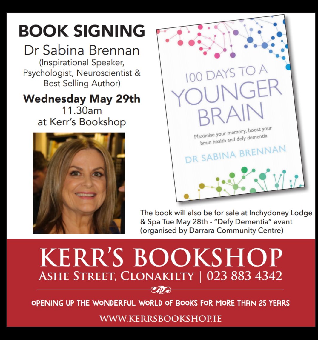 Kerr's Bookshop (@kerrsbookshop) on Twitter photo A warm West Cork welcome to the inspirational <a href="/Sabina_Brennan/">Dr Sabina Brennan</a> who will be signing her book on Wednesday 29th May at 11.30 in <a href="/KerrsBookshop/">Kerr's Bookshop</a>. Looking forward to see you! A warm West Cork welcome to the inspirational <a href="/Sabina_Brennan/">Dr Sabina Brennan</a> who will be signing her book on Wednesday 29th May at 11.30 in <a href="/KerrsBookshop/">Kerr's Bookshop</a>. Looking forward to see you!