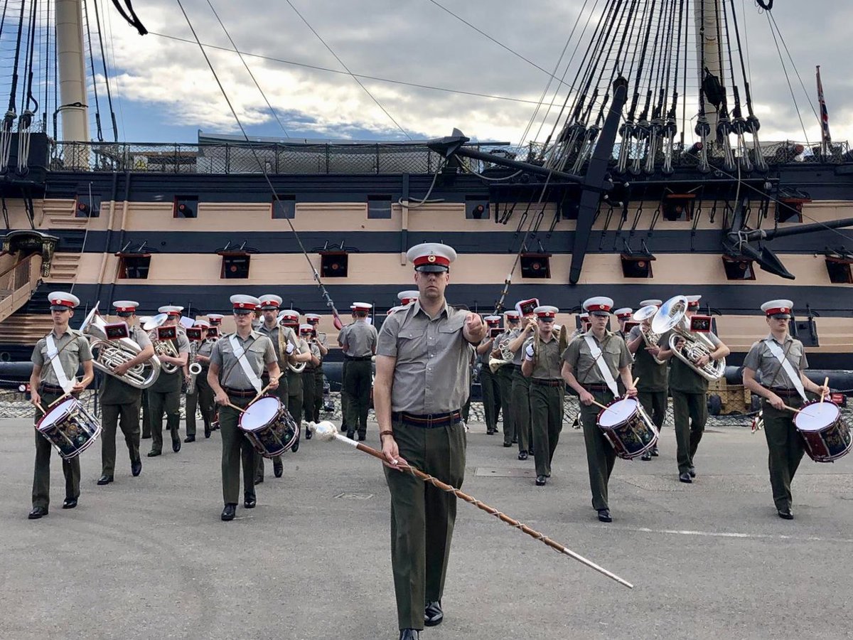 MajHuwWilliams's tweet photo. Rehearsing in-situ for the Victory Youth Tattoo @PHDockyard next Wednesday, when we’ll be joined by @srblymb @BournemouthYMB @14thSpitfires and of course @brentwood_band! More info here https://t.co/lqisI8AIqK https://t.co/wwwS2x6EIS
