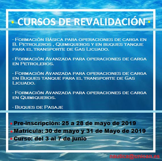 Mañana se abre el plazo de los siguientes cursos de revalidación. + info: web.unican.es/centros/nautic…