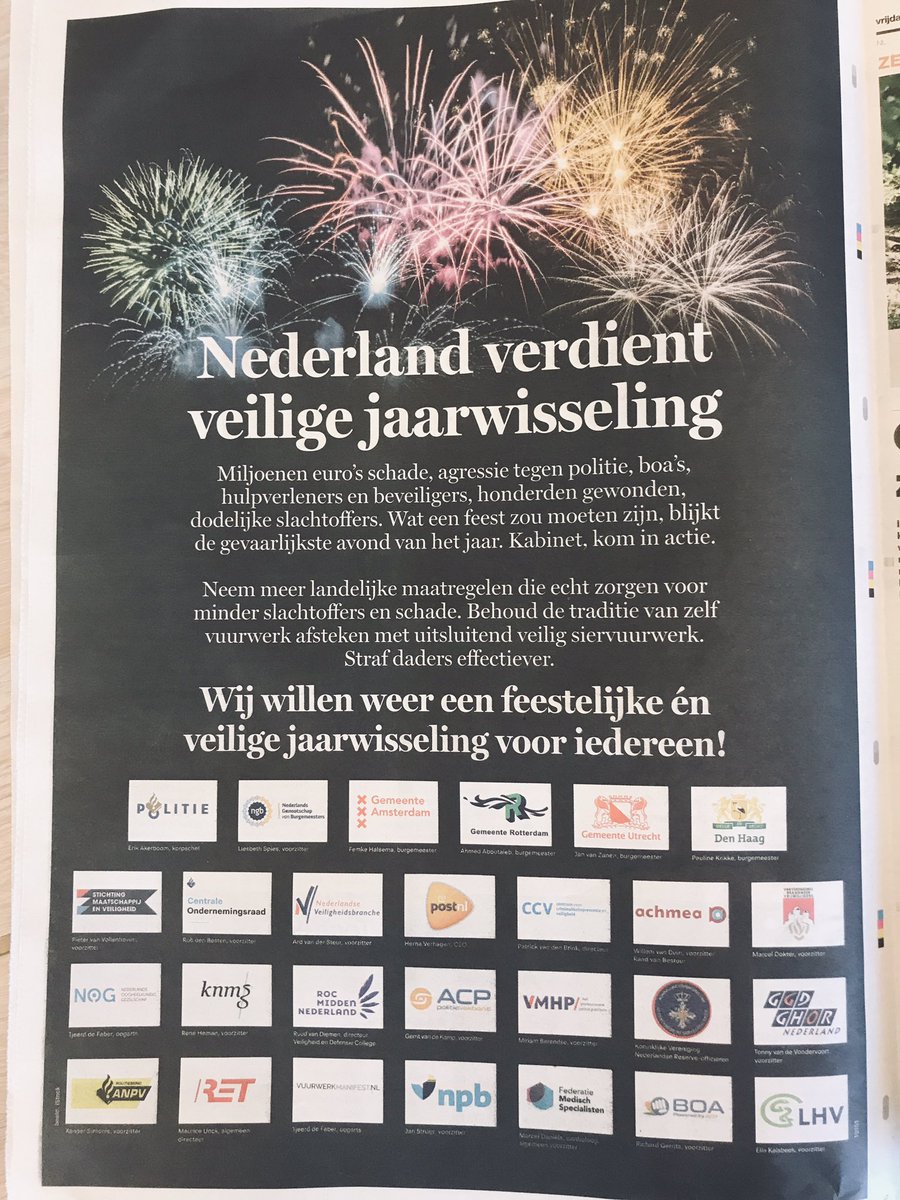 Oud en Nieuw is de gevaarlijkste avond van het jaar! Maak van een uit de hand gelopen traditie een mooie en veilige traditie. Met veilig siervuurwerk, aftelmomenten en feest. Maak handhaven duidelijker door te stoppen met de verkoop van gevaarlijk vuurwerk. Dat helpt echt!