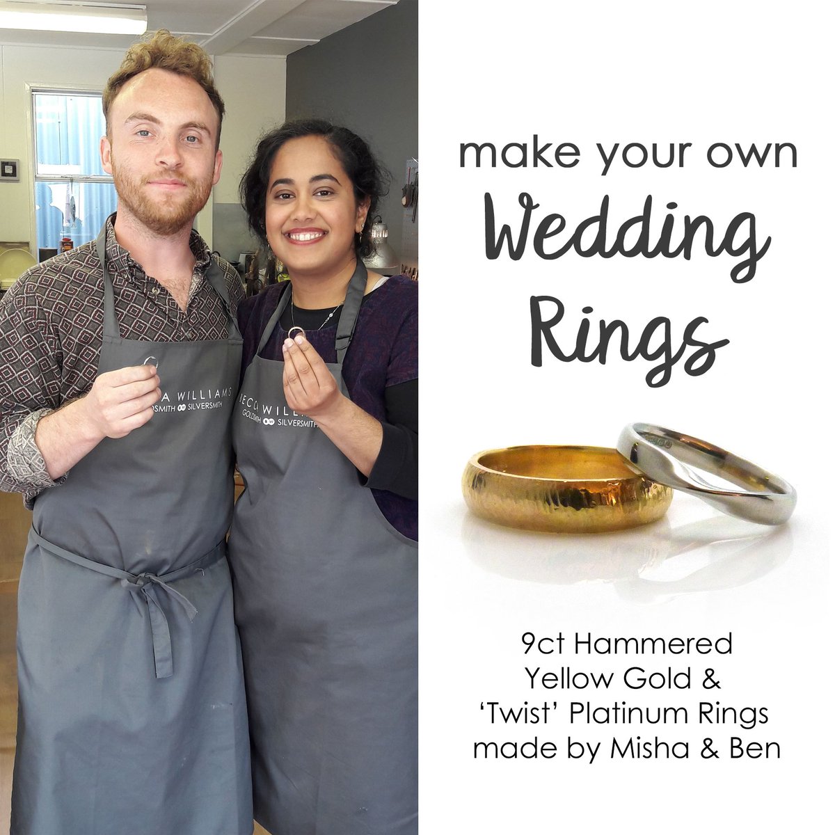 A few weeks back Ben &amp; Misha made their 9ct Yellow Gold &amp; Platinum Rings with me - they were delivered this week and the combination of textures and colours are marvelous!